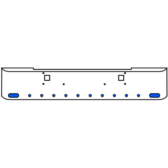 20 Inch Chrome Texas Rolled End Bumper Kit With Tow Holes And 2 Oval-10 Round 2 Inch Amber-Blue Dual Revolution Lights With Visors For Kenworth W900B, W900L