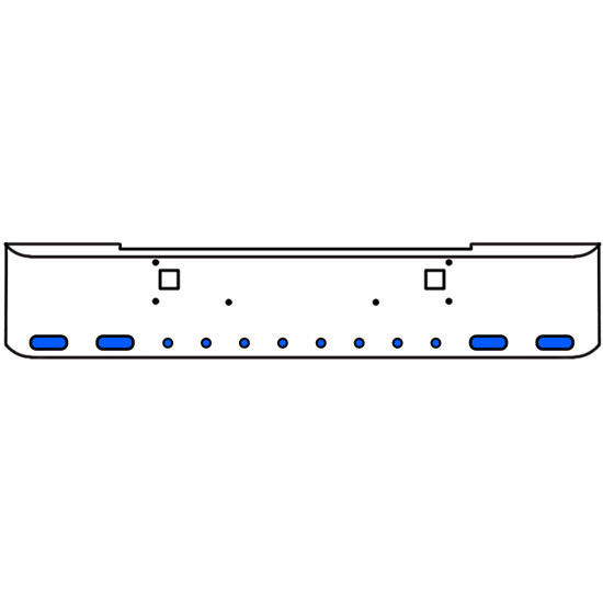 20 Inch Chrome Texas Rolled End Bumper Kit With Tow Holes And 4 Oval-8 Round 2 Inch Amber-Blue Dual Revolution Lights With Visors For Kenworth W900B, W900L
