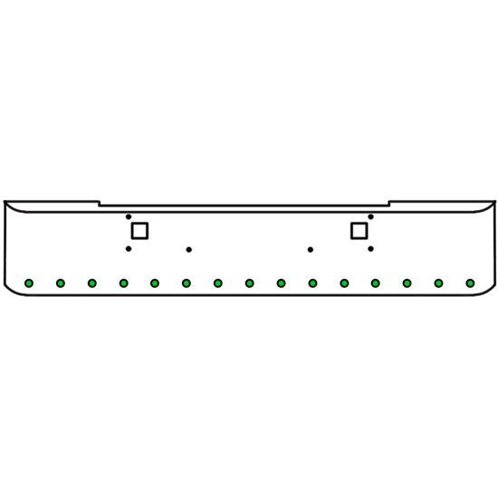 20 Inch Chrome Texas Rolled End Bumper Kit With Tow Holes And 15 Round 2 Inch Amber-Green Dual Revolution Lights For Kenworth W900B, W900L