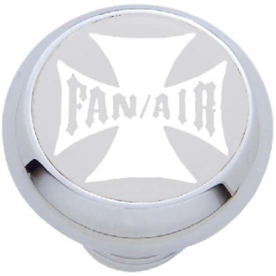 Small Silver Maltese Cross Fan/Air Chrome Dash Knob For Peterbilt, Kenworth, Ford, GMC & Freightliner Models