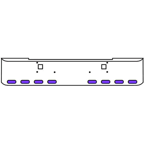 22 Inch Chrome Texas Rolled End Bumper Kit With Tow Holes And 8 Oval Amber-Purple Dual Revolution Lights With Visors For Kenworth W900B, W900L