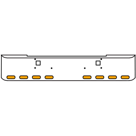 22 Inch Chrome Texas Rolled End Bumper Kit With Tow Holes And 8 Oval Amber-Clear Mirage Lights For Kenworth W900B, W900L