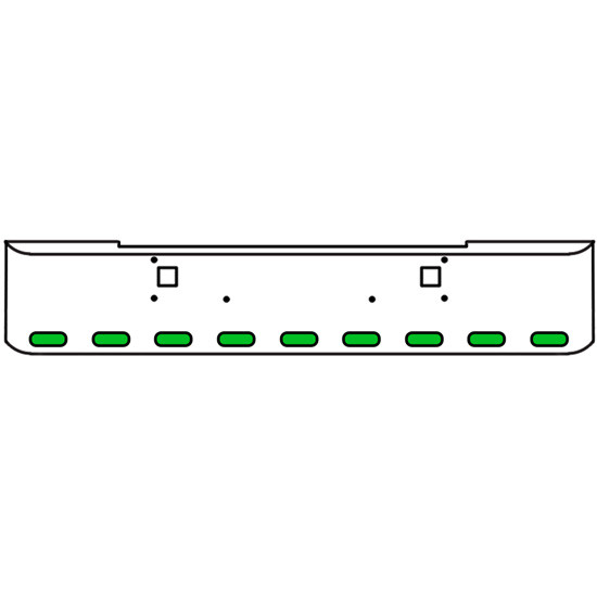 22 Inch Chrome Texas Rolled End Bumper Kit With Tow Holes And 9 Oval Amber-Green Dual Revolution Lights With Visors For Kenworth W900B, W900L