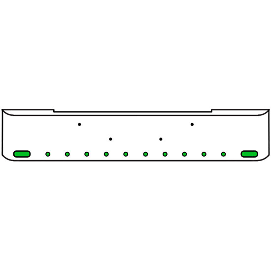 18 Inch Chrome Texas Rolled End Bumper Kit With Bolt Holes And 2 Oval-10 Round 2 Inch Amber-Green Dual Revolution Lights For Kenworth W900B 2011 - Current