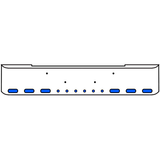 18 Inch Chrome Texas Rolled End Bumper Kit With Bolt Holes And 6 Oval-6 Round 2 Inch Amber-Blue Dual Revolution Lights For Kenworth W900B 2011 - Current