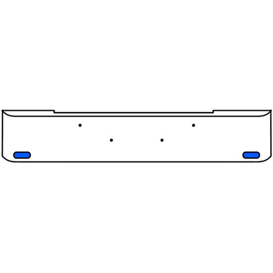 18 Inch Chrome Texas Rolled End Bumper Kit With Bolt Holes And 2 Oval Amber-Blue Dual Revolution Lights With Visors For Kenworth W900B 2011 - Current