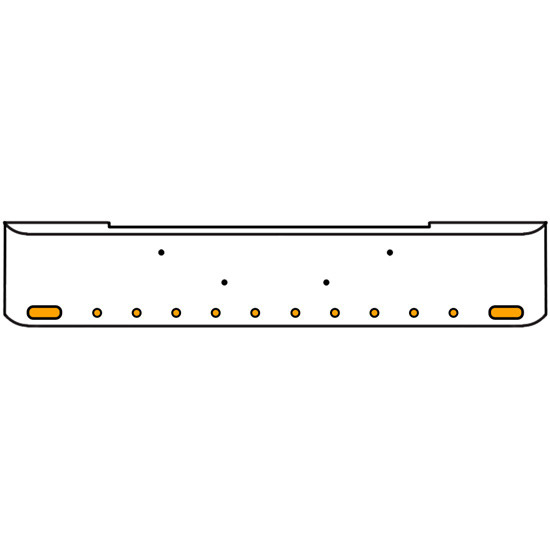 20 Inch Chrome Texas Rolled End Bumper Kit With Bolt Holes And 2 Oval-10 Round 2 Inch Amber-Clear Mirage Lights For Kenworth W900B 2011 - Current