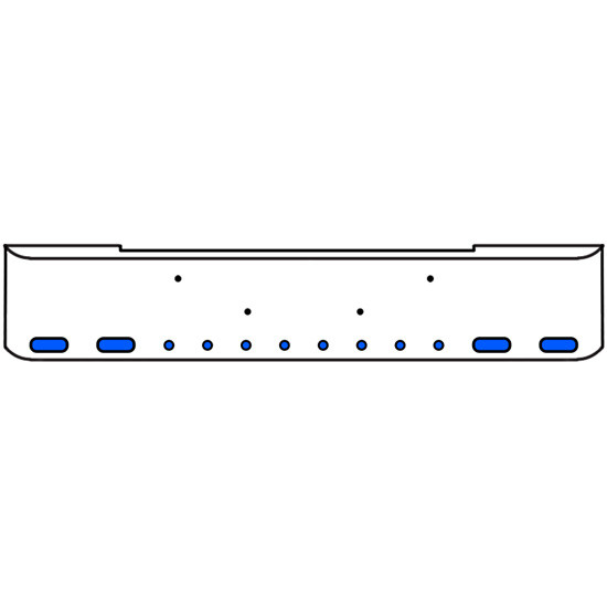 20 Inch Chrome Texas Rolled End Bumper Kit With Bolt Holes And 4 Oval-8 Round 2 Inch Amber-Blue Dual Revolution Lights With Visors For Kenworth W900B 2011 - Current