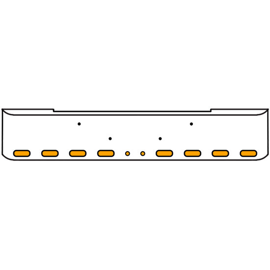 20 Inch Chrome Texas Rolled End Bumper Kit With Bolt Holes And 8 Oval-2 Round 2 Inch Amber-Clear Mirage Lights For Kenworth W900B 2011 - Current