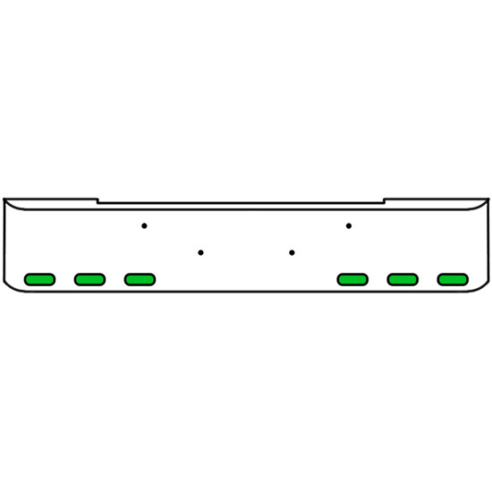 22 Inch Chrome Texas Rolled End Bumper Kit With Bolt Holes And 6 Oval Amber-Green Dual Revolution Lights For Kenworth W900B 2011 - Current