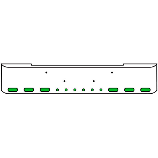 22 Inch Chrome Texas Rolled End Bumper Kit With Bolt Holes And 6 Oval-6 Round 2 Inch Amber-Green Dual Revolution Lights For Kenworth W900B 2011 - Current