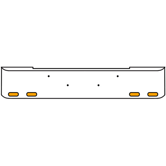 22 Inch Chrome Texas Rolled End Bumper Kit With Bolt Holes And 4 Oval Amber-Clear Mirage Lights For Kenworth W900B 2011 - Current