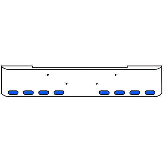 22 Inch Chrome Texas Rolled End Bumper Kit With Bolt Holes And 8 Oval Amber-Blue Dual Revolution Lights With Visors For Kenworth W900B 2011 - Current