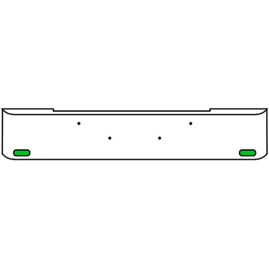 22 Inch Chrome Texas Rolled End Bumper Kit With Bolt Holes And 2 Oval Amber-Green Dual Revolution Lights With Visors For Kenworth W900B 2011 - Current