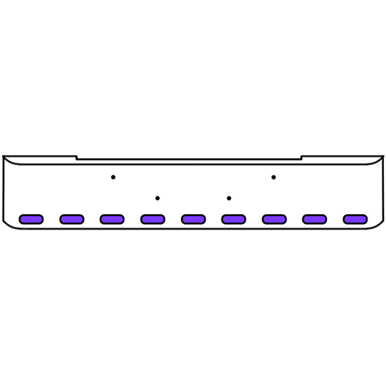 22 Inch Chrome Texas Rolled End Bumper Kit With Bolt Holes And 9 Oval Amber-Purple Dual Revolution Lights For Kenworth W900B 2011 - Current