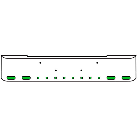 22 Inch Chrome Texas Rolled End Bumper Kit With Bolt Holes And 4 Oval-8 Round 2 Inch Amber-Green Dual Revolution Lights With Visors For Kenworth W900B 2011 - Current