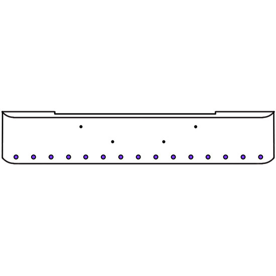 22 Inch Chrome Texas Rolled End Bumper Kit With Bolt Holes And 15 Round 2 Inch Amber-Purple Dual Revolution Lights For Kenworth W900B 2011 - Current