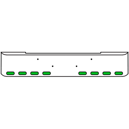 22 Inch Chrome Texas Rolled End Bumper Kit With Bolt Holes And 8 Oval Amber-Green Dual Revolution Lights With Visors For Kenworth W900B 2011 - Current