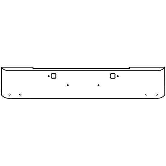 18 Inch Chrome Steel Texas Square Rolled End Bumper With Mounting And Tow/Hitch Holes 4 - 3/4 Inch Light Holes For Kenworth W900B 2011 And Newer