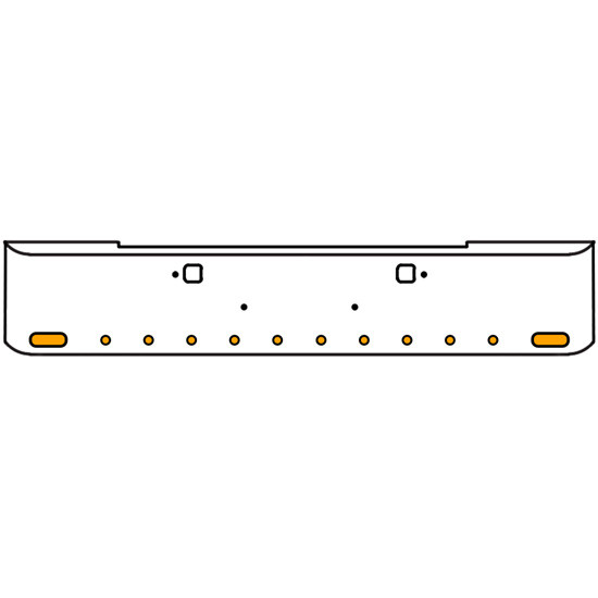 18 Inch Chrome Texas Rolled End Bumper Kit With Tow Holes And 2 Oval-10 Round 2 Inch Amber Mirage Lights For Kenworth W900B 2011 - Current