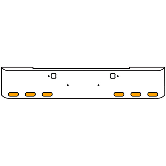 18 Inch Chrome Texas Rolled End Bumper Kit With Tow Holes And 6 Oval Amber-Clear Mirage Lights With Visors For Kenworth W900B 2011 - Current