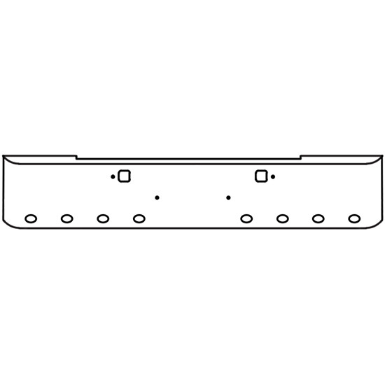 18 Inch Chrome Steel Texas Square Rolled End Bumper With Mounting And Tow/Hitch Holes 8 M3 Or P3 Light Holes For Kenworth W900B 2011 And Newer
