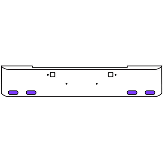 20 Inch Chrome Texas Rolled End Bumper Kit With Tow Holes And 4 Oval Amber-Purple Dual Revolution Lights For Kenworth W900B 2011 - Current