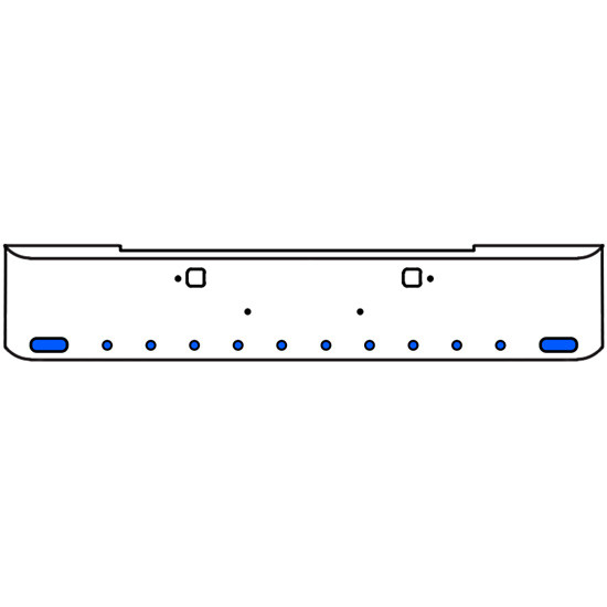 20 Inch Chrome Texas Rolled End Bumper Kit With Tow Holes And 2 Oval-10 Round 2 Inch Amber-Blue Dual Revolution Lights With Visors For Kenworth W900B 2011 - Current