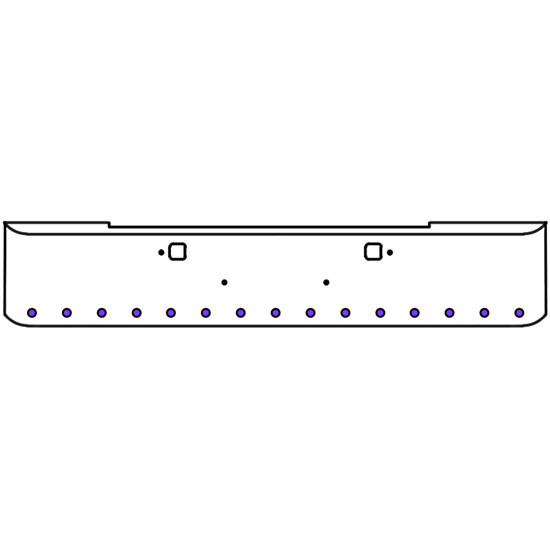 20 Inch Chrome Texas Rolled End Bumper Kit With Tow Holes And 15 Round 2 Inch Amber-Purple Dual Revolution Lights For Kenworth W900B 2011 - Current