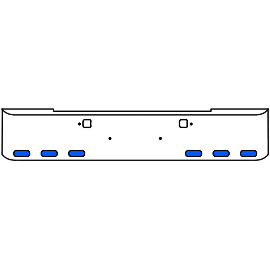 20 Inch Chrome Texas Rolled End Bumper Kit With Tow Holes And 6 Oval Amber-Blue Dual Revolution Lights For Kenworth W900B 2011 - Current