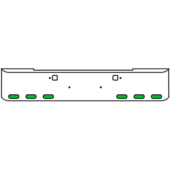 20 Inch Chrome Texas Rolled End Bumper Kit With Tow Holes And 6 Oval Amber-Green Dual Revolution Lights With Visors For Kenworth W900B 2011 - Current