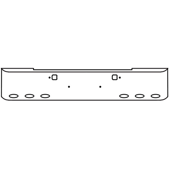 20 Inch Chrome Steel Texas Square Bumper With Mounting And Tow/Hitch Holes 6 M1 Millennium Light Holes For Kenworth W900B 2011 And Newer