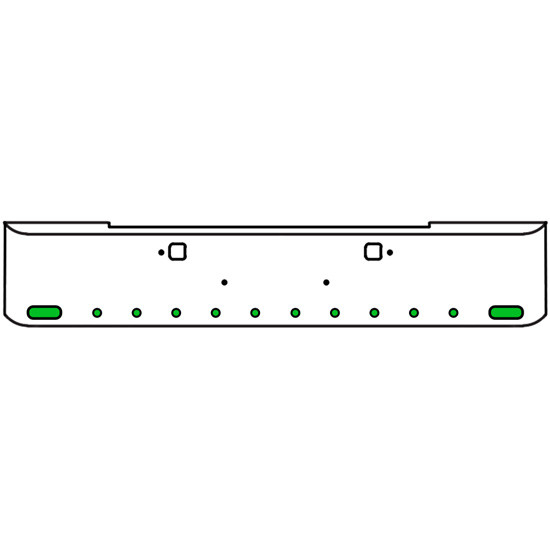 22 Inch Chrome Texas Rolled End Bumper Kit With Tow Holes And 2 Oval-10 Round 2 Inch Amber-Green Dual Revolution Lights For Kenworth W900B 2011 - Current