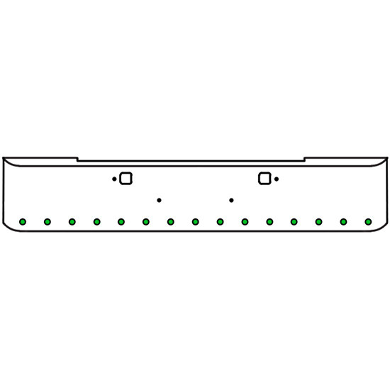 22 Inch Chrome Texas Rolled End Bumper Kit With Tow Holes And 15 Round 2 Inch Amber-Green Dual Revolution Lights With Visors For Kenworth W900B 2011 - Current