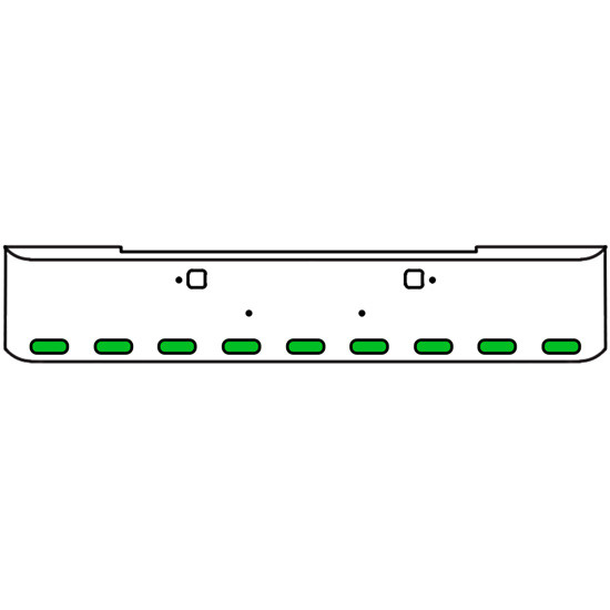 22 Inch Chrome Texas Rolled End Bumper Kit With Tow Holes And 9 Oval Amber-Green Dual Revolution Lights For Kenworth W900B 2011 - Current