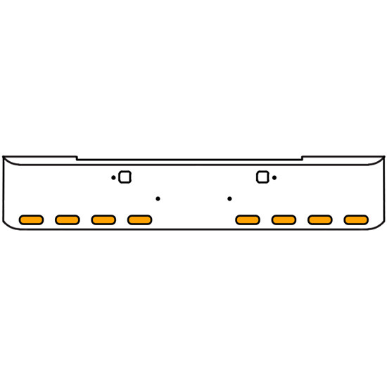 22 Inch Chrome Texas Rolled End Bumper Kit With Tow Holes And 8 Oval Amber-Clear Mirage Lights With Visors For Kenworth W900B 2011 - Current