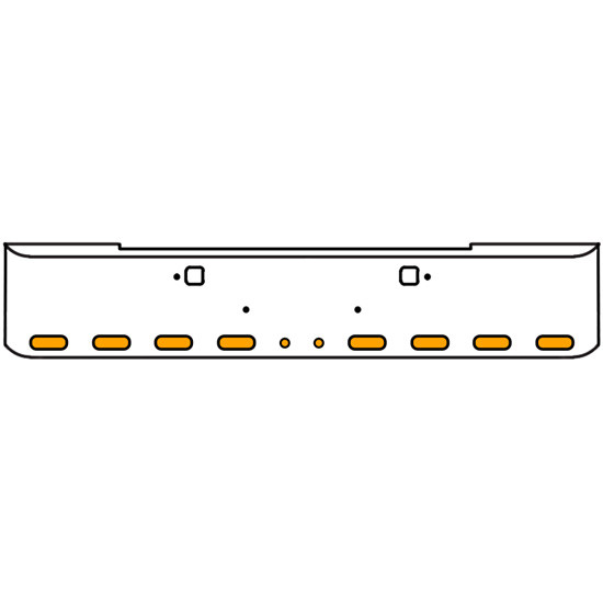 22 Inch Chrome Texas Rolled End Bumper Kit With Tow Holes And 8 Oval-2 Round 2 Inch Amber-Clear Chrome Lights With Visors For Kenworth W900B 2011 - Current