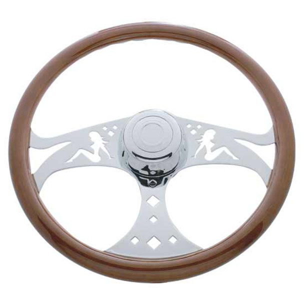 18 Inch Chrome 3 Spoke OG Lady Steering Wheel For Kenworth & Peterbilt