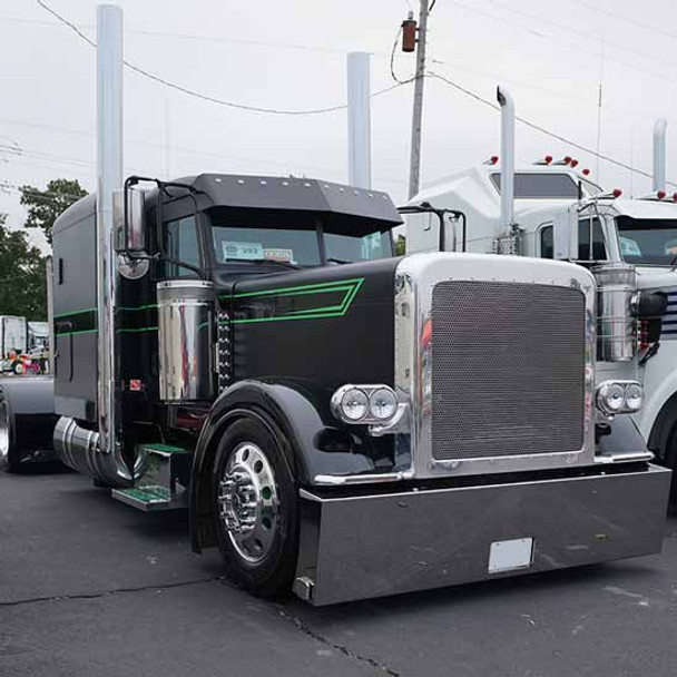 Stainless Steel Dual Round Headlight W/ Crystal Headlamp, Passenger Side For Peterbilt 359, 378, 379, 388, 389