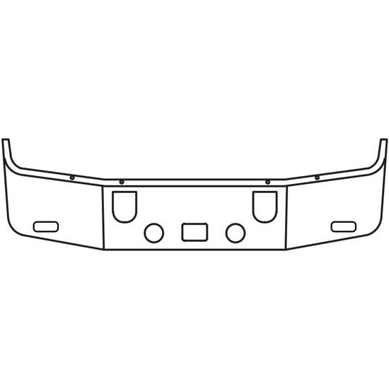 16 Inch Chrome Wrap Around Bumper, 10 Gauge With Tow, Step, 2 Oval And Fog Light Holes For Mack Cx613 20019-2004