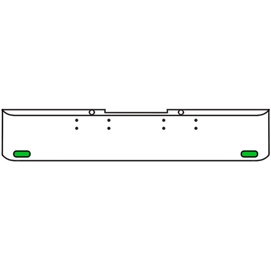 18 Inch Chrome Texas Rolled End Bumper Kit With Bolt Holes And 2 Oval Amber-Green Dual Revolution Lights With Visors For Peterbilt 352, 359 1972 Thru 1987
