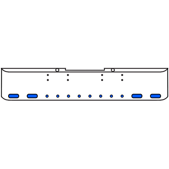 18 Inch Chrome Texas Rolled End Bumper Kit With Bolt Holes And 4 Oval-8 Round 2 Inch Amber-Blue Dual Revolution Lights For Peterbilt 352, 359 1972 Thru 1987