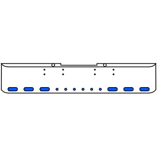 18 Inch Chrome Texas Rolled End Bumper Kit With Bolt Holes And 6 Oval-6 Round 2 Inch Amber-Blue Dual Revolution Lights For Peterbilt 352, 359 1972 Thru 1987