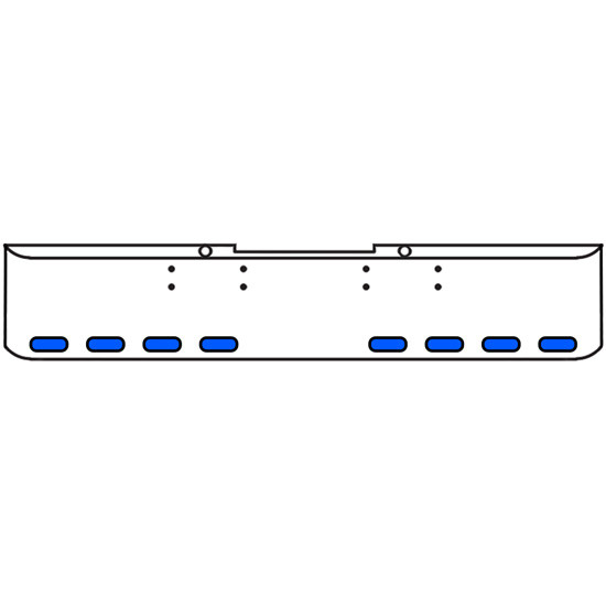 18 Inch Chrome Texas Rolled End Bumper Kit With Bolt Holes And 8 Oval Amber-Blue Dual Revolution Lights For Peterbilt 352, 359 1972 Thru 1987