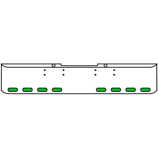 18 Inch Chrome Texas Rolled End Bumper Kit With Bolt Holes And 8 Oval Amber-Green Dual Revolution Lights With Visors For Peterbilt 352, 359 1972 Thru 1987