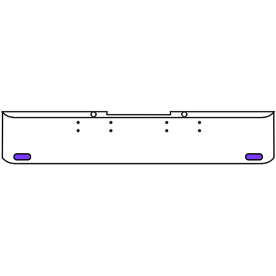 18 Inch Chrome Texas Rolled End Bumper Kit With Bolt Holes And 2 Oval Amber-Purple Dual Revolution Lights For Peterbilt 352, 359 1972 Thru 1987