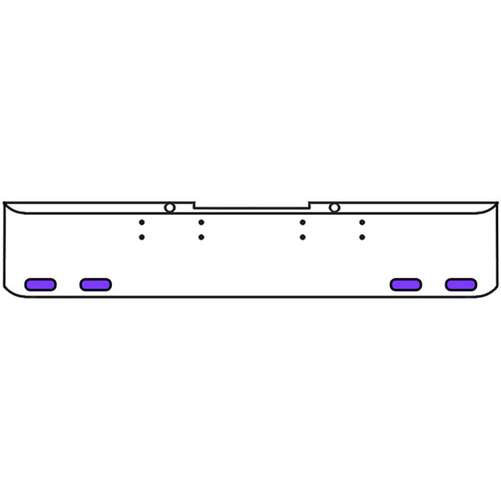 18 Inch Chrome Texas Rolled End Bumper Kit With Bolt Holes And 4 Oval Amber-Purple Dual Revolution Lights For Peterbilt 352, 359 1972 Thru 1987