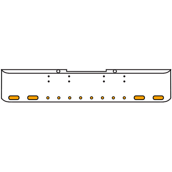 18 Inch Chrome Texas Rolled End Bumper Kit With Bolt Holes And 4 Oval-8 Round 2 Inch Amber Mirage Lights For Peterbilt 352, 359 1972 Thru 1987