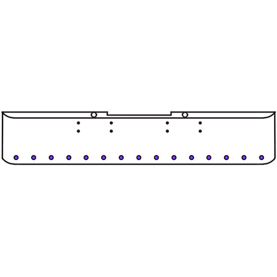 18 Inch Chrome Texas Rolled End Bumper Kit With Bolt Holes And 15 Round 2 Inch Amber-Purple Dual Revolution Lights With Visors For Peterbilt 352, 359 1972 Thru 1987