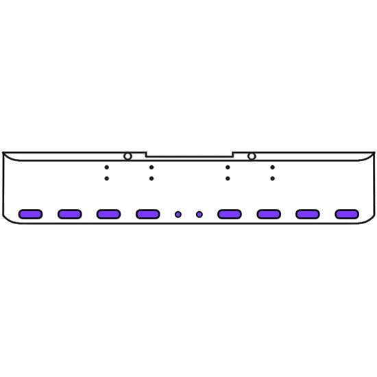 20 Inch Chrome Texas Rolled End Bumper Kit With Bolt Holes And 8 Oval-2 Round 2 Inch Amber-Purple Dual Revolution Lights For Peterbilt 352, 359 1972 Thru 1987